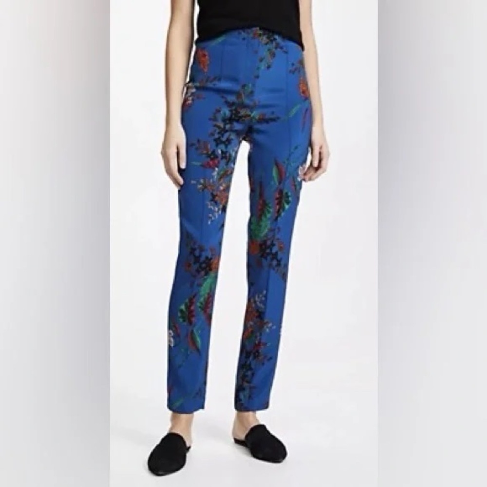 Diane Von Furstenberg High Waisted Skinny Pants Size 0 Blue Z183-10